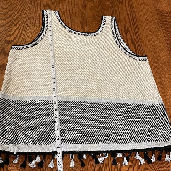 Nic & Zoe Lantana sweater tank with fringe hem trim size XXL silver black blue - Picture 7 of 14